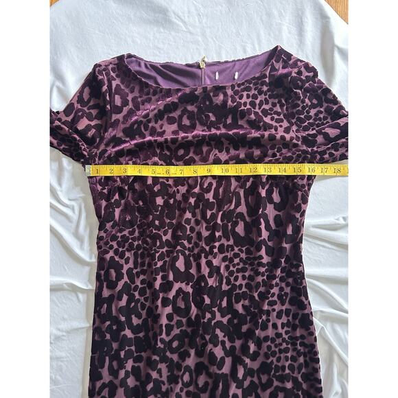 Cache Velvet Burnout Animal Print Sheath Dress Womens Size 6 Purple Whimsy - Picture 5 of 9